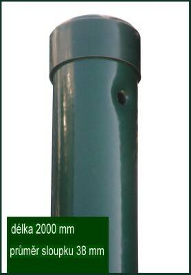 Sloupek plotový s povrchovou PVC zelenou úpravou – 2000 × 38 mm